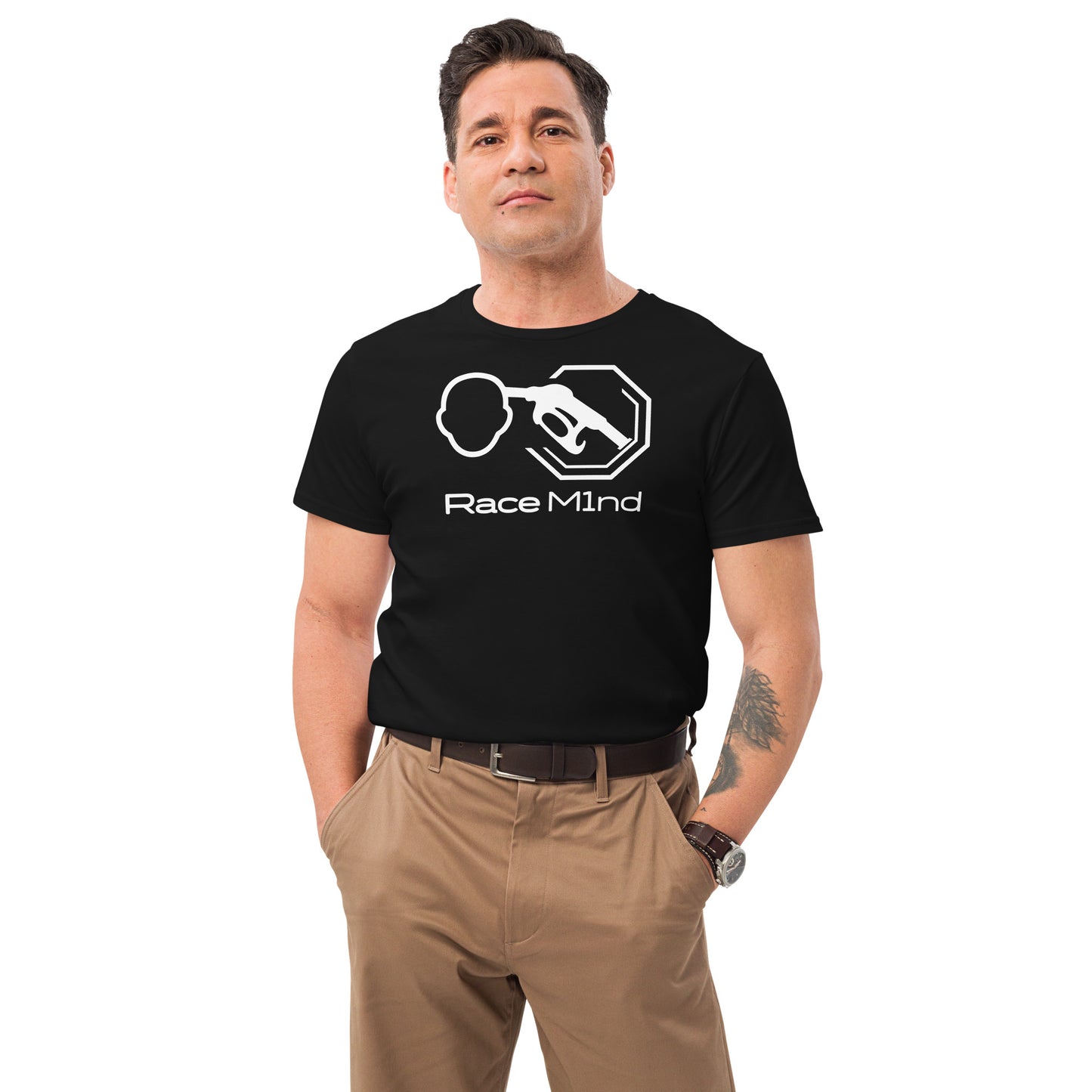 RaceM1nd Classic Black/White - Premium Men's Racing T-Shirt